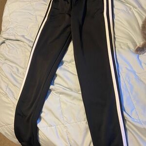 Kids Black Track Pants with White Stripes